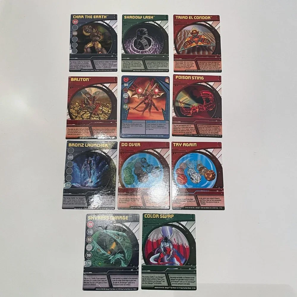 Bakugan Battle Brawlers Cards - 11 Regular & 10 Magnetic Cards with Rule Book